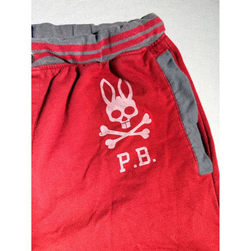 Psycho Bunny Sweatpants Mens Large Red Grey Logo Joggers Drawstring Fleece P.B. - Picture 4 of 6